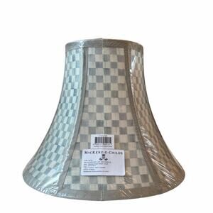 NEW Mackenzie-Childs Sterling Check Silk Lamp Shade 10in H x 12in D